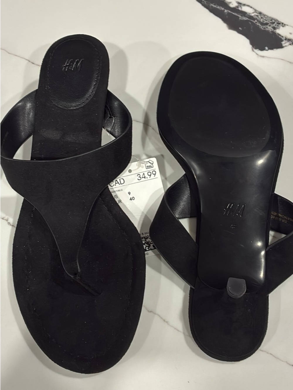 H&M Black Thong Sandals with Wide Strap
